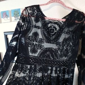 Victorian Long Sleeved Lace Maxi Dress